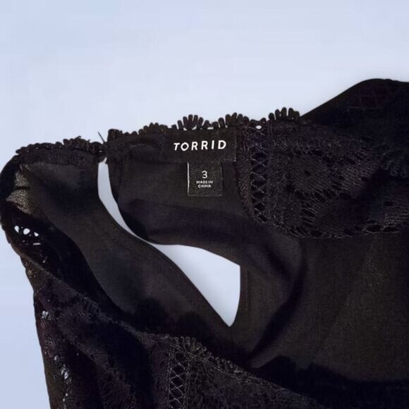 Torrid Georgette Lace Mix Sleeve Top in Black - Size 3X - Picture 5 of 8